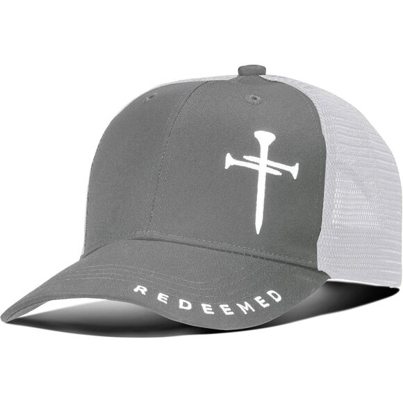 Grey 100%Cotton Christian Hats for Men Women Three Nails Cross Baseball Cap